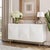 Modern Pasargad Home Polara Modern White Sideboard With Geometric Doors For Sale - Image 3 of 12