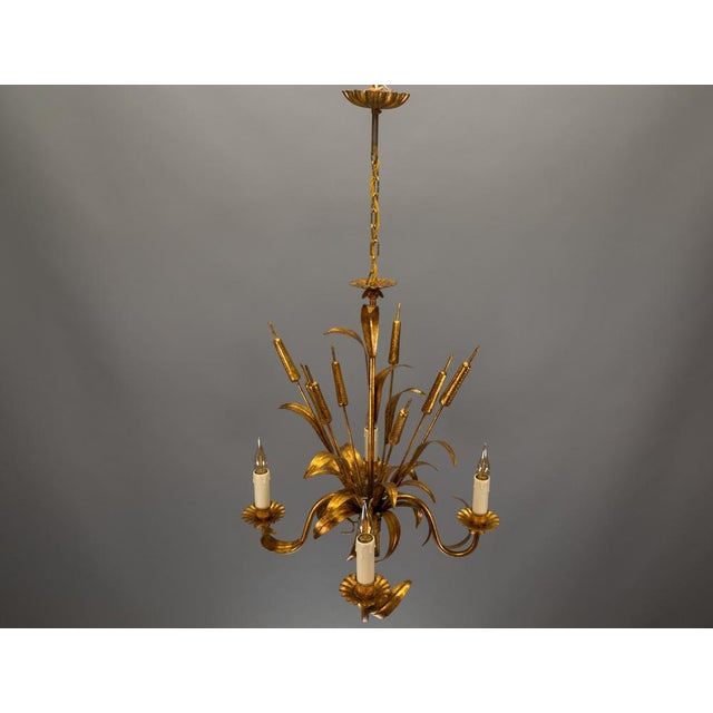 Mid-Century Hollywood Regency Chandelier with Cattail Motifs, 1950s For Sale - Image 15 of 18