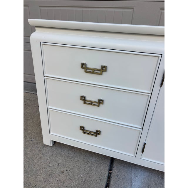 Offered is a vintage Chinoiserie Chin Hua Collection dresser by Raymond K. Sabota for Century Furniture. This piece is...