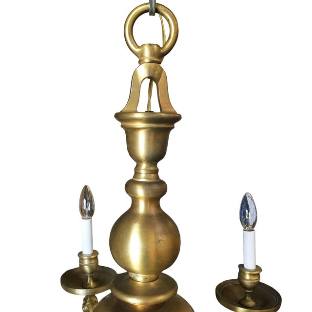 1990s English Georgian Style Heavy Brass 5 Arm Electric Chandelier For Sale - Image 4 of 8