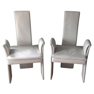 Vintage White Leather Chairs - A Pair For Sale