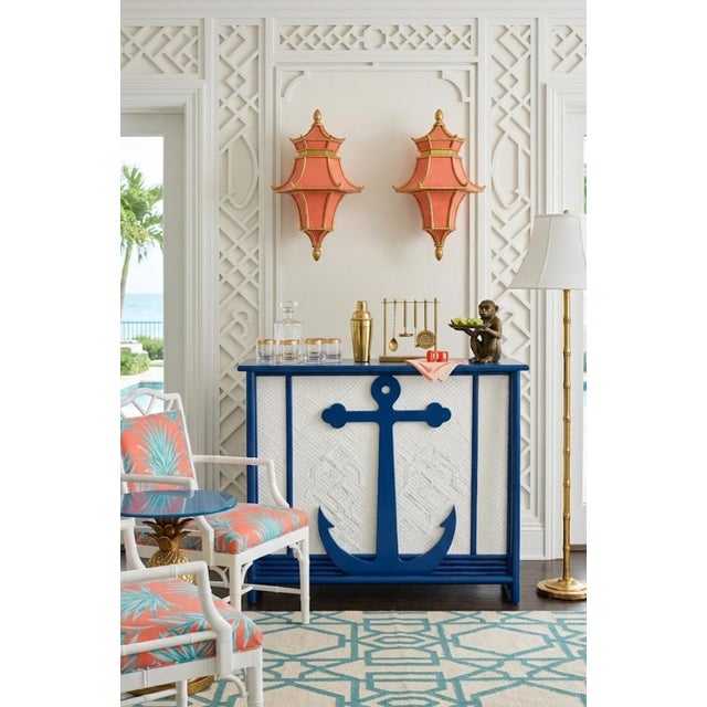 Vintage Customized One of a Kind Coastal Nautical Navy White Anchor Dry Bar For Sale - Image 10 of 11