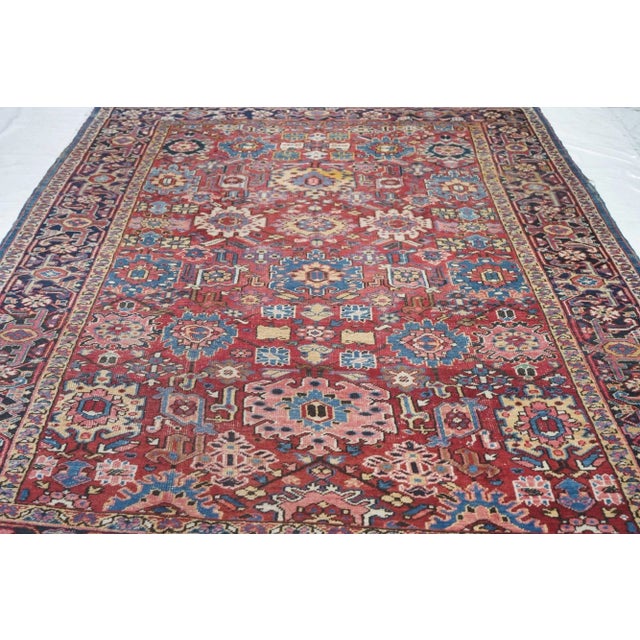 Textile Antique Heriz Rug 6'11'' X 9'10'' For Sale - Image 7 of 9