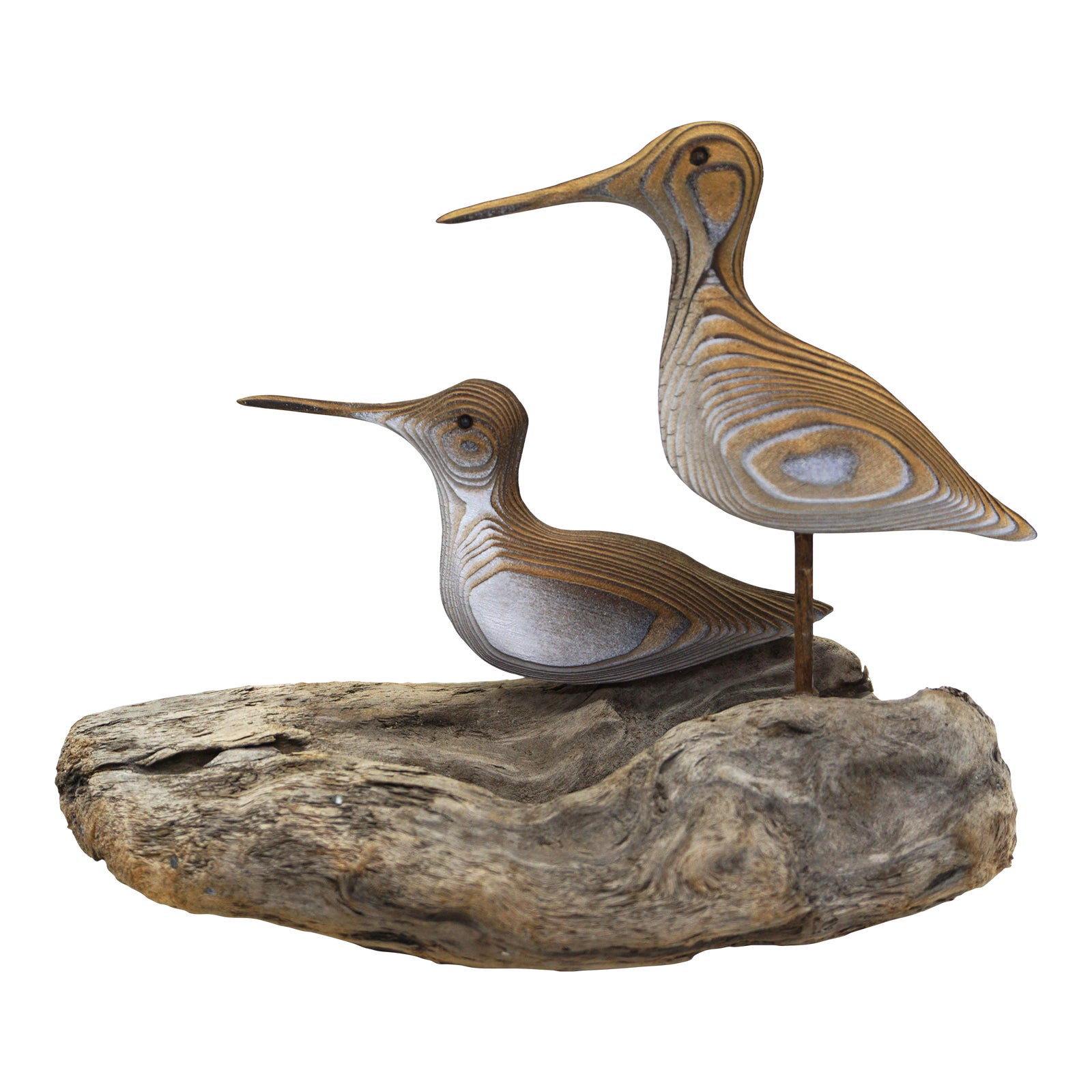 Vintage Hand Carved Shore Birds on Driftwood by Oscar Johnston Chairish