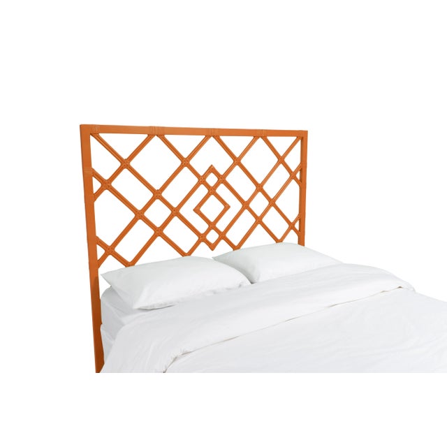 This headboard features classic Rattan design in a geometric pattern. Constructed of solid rattan and hand bound with...