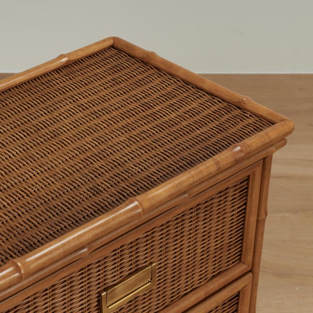 Pair of Vintage Faux Bamboo and Wicker Stands by American of Martinsville For Sale - Image 10 of 18
