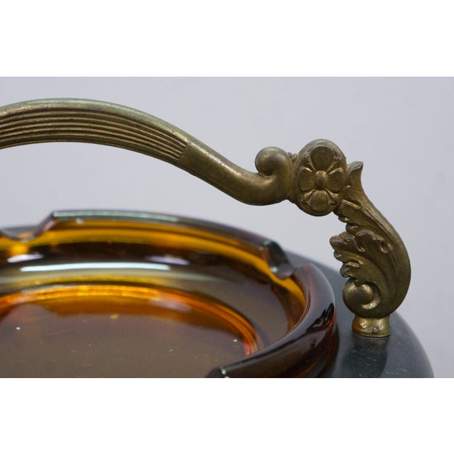Vintage Art Deco Illuminated Smoking Stand Amber Glass Floor Ashtray Smoke Stand For Sale - Image 9 of 18