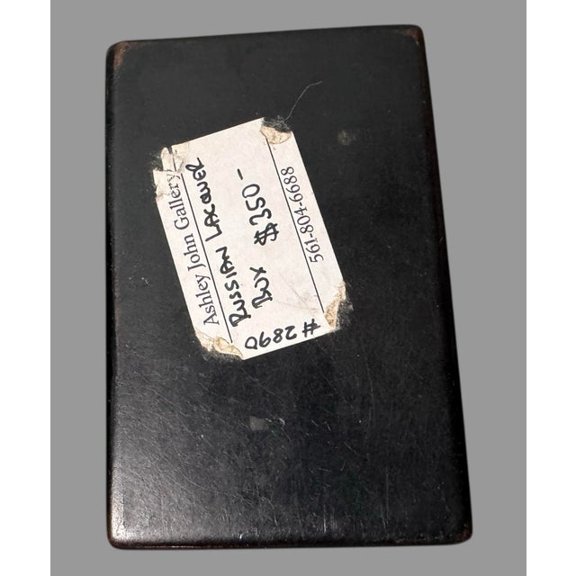 Vintage Hand Painted Lacquer Miniature Keepsake Box Couple Outside Home For Sale - Image 4 of 5