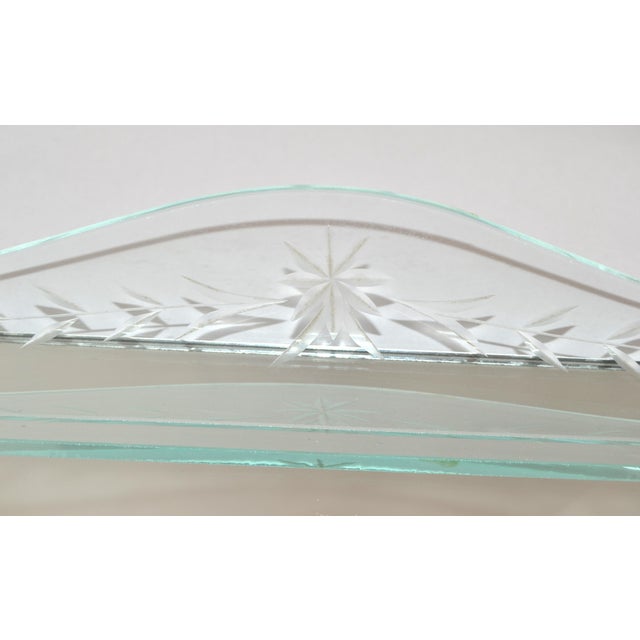 1930 Art Deco Venetian Etched Mirror Tray Serving Platter Glass Ball Decor Italy For Sale - Image 10 of 17
