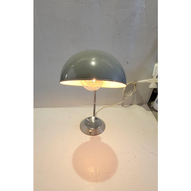 Gray Ministerial Adjustable Polished Steel Table Lamp, 1950s For Sale - Image 8 of 10