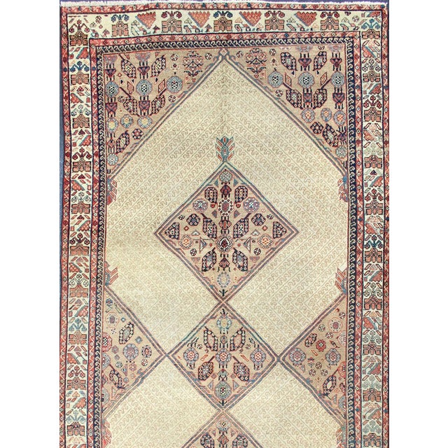 Antique Persian Serab Gallery Runner With Camelhair Field and Geometric Motifs For Sale - Image 4 of 11