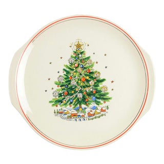 Salem Christmas Eve Red and Gold Handled Server For Sale