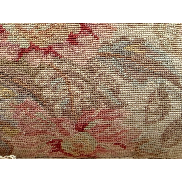 Textile ‘French Aubusson-Style’ Tapestry Cushion/Pillow With Wool Needlepoint Botanical Design and Solid Cotton Velvet Zippered Back by Chelsea Textiles For Sale - Image 7 of 12