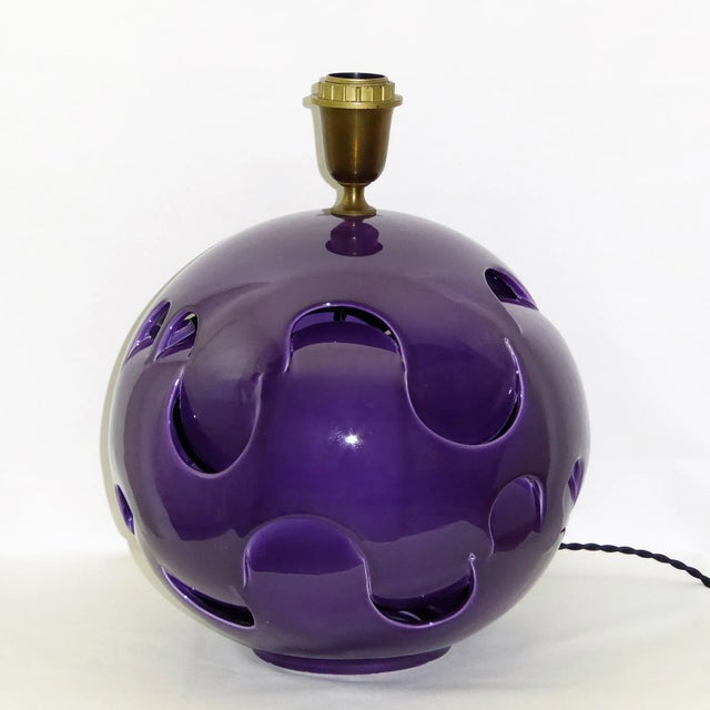 Purple Vintage Ceramic Table Lamp For Sale - Image 8 of 10