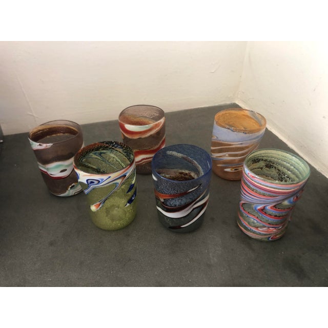 Italian 2000s "Murrisa Murano Glass" Glasses- Set of 6 For Sale - Image 3 of 13