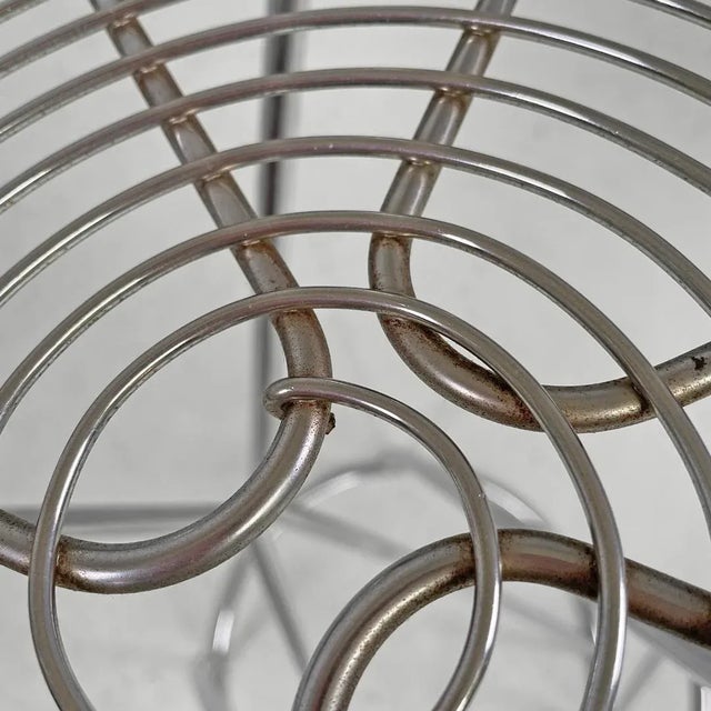 Postmodern Italian Chromed Metal Round Base Stool with Footrest For Sale - Image 13 of 18