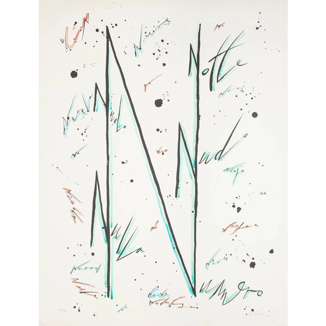 Letter N Blue - Hand-Colored Lithograph by Raphael Alberti - 1972 1972 For Sale