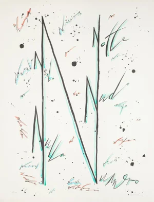 Letter N Blue - Hand-Colored Lithograph by Raphael Alberti - 1972 1972