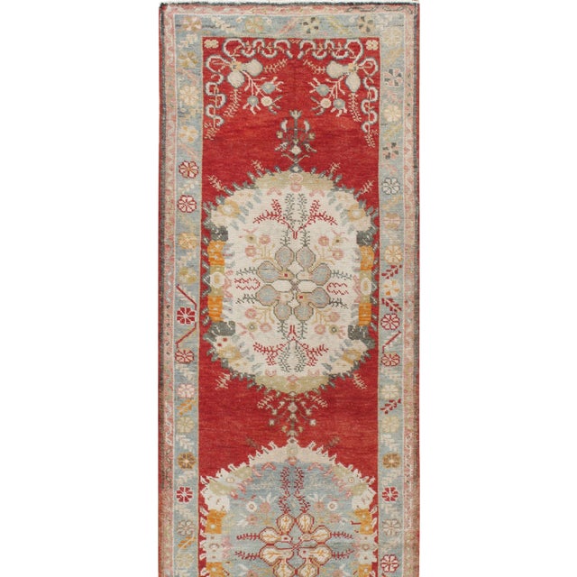 Vintage Circa 1940 Turkish Oushak Runner Rug , 2ft 11in X 11ft 5in For Sale - Image 10 of 11