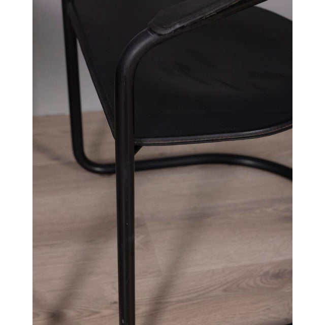 Vintage Metal and Leather Canasta Chairs by Arben, Italy, 1970s, Set of 2 For Sale - Image 9 of 12