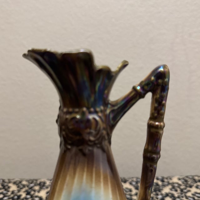 Antique Czechoslovakian Porcelain Ewer Pitcher Vase For Sale - Image 4 of 9