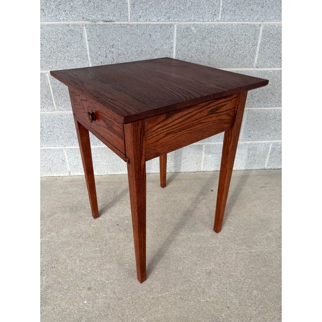 American Hunt Country Furniture Shaker Style Oak Single Drawer Side Table For Sale - Image 3 of 8