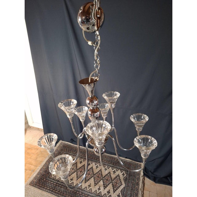 Vintage Chandelier in Chrome Metal and Thick Glass, 1960s For Sale - Image 6 of 9