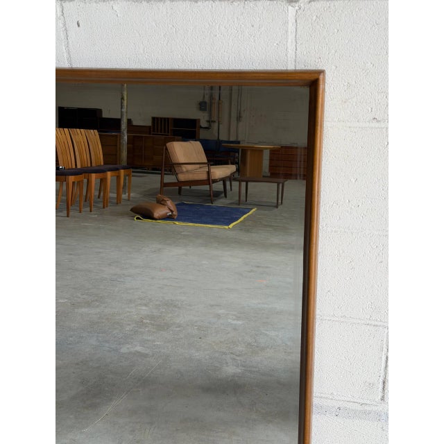 Mid Century Modern Maple Mirror in Style of Heywood Wakefield Large Frame For Sale - Image 9 of 10
