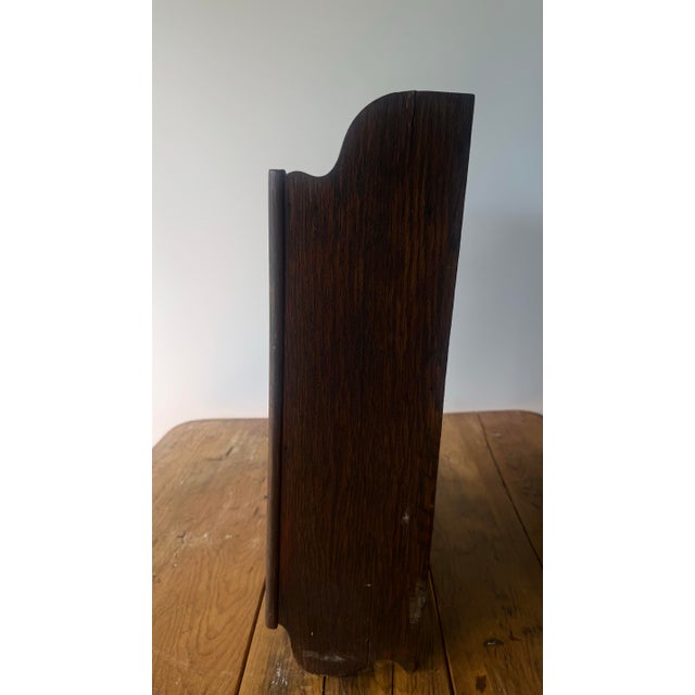 American Antique Industrial Oak Storage Cabinet With Ontario Laundry Beveled Mirror For Sale - Image 3 of 9