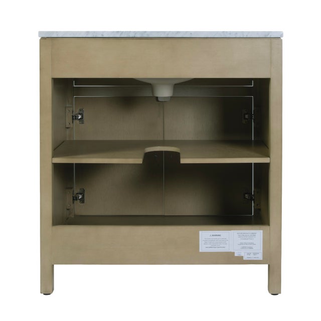 Nora 32 in. W Rectangular Wood & Marble Bathroom Vanity with Storage, Light Oak For Sale - Image 9 of 11