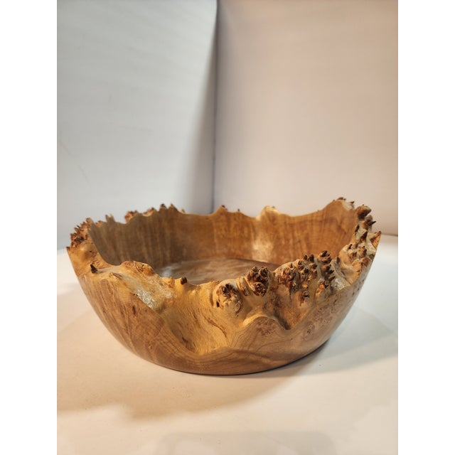 Incredible Handmade Jerry Smith Signed Burlwood Live Edge Bowl For Sale - Image 4 of 5