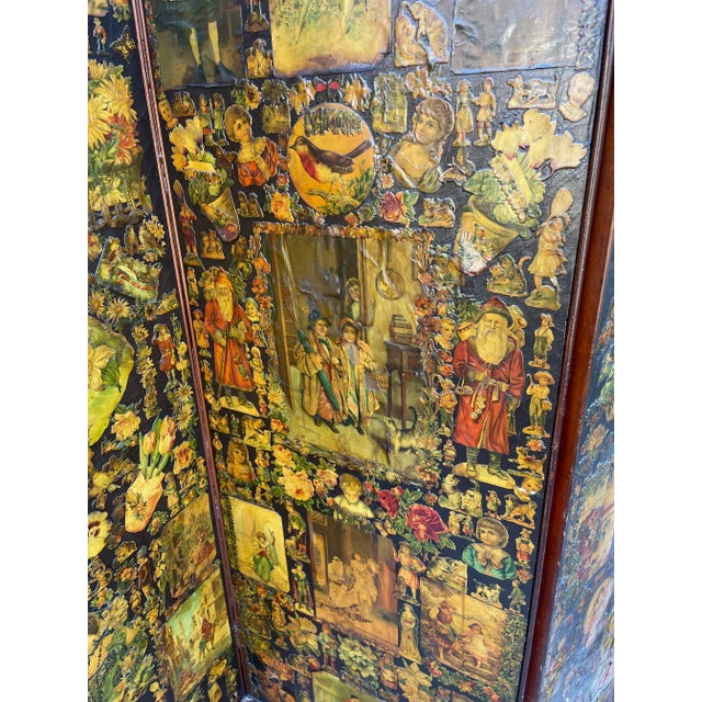 Large English Victorian Scrap Screen For Sale - Image 13 of 18