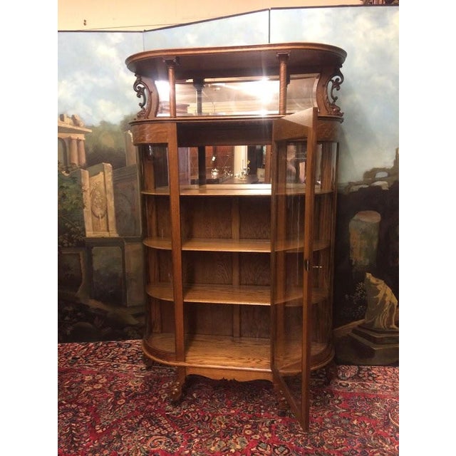 Brown Antique Oak Bowfront China Cabinet, Bowfront Cabinet For Sale - Image 8 of 17
