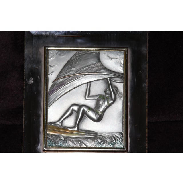 Windsurfing decor Windsurf Surf Windsurfer gift Surfboard Beach decor Beach art Pewter, mirror. Dimensions: Height 5.1" /...