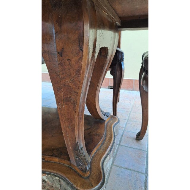 Piedmontese Table with Chairs in Walnut, 1890s, Set of 7 For Sale - Image 5 of 9