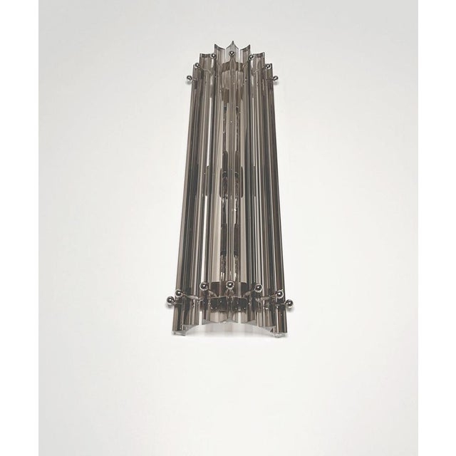 Italian Smoked Murano Glass Wall Sconces in the style of Venini, 1990s, Set of 2 For Sale - Image 10 of 16