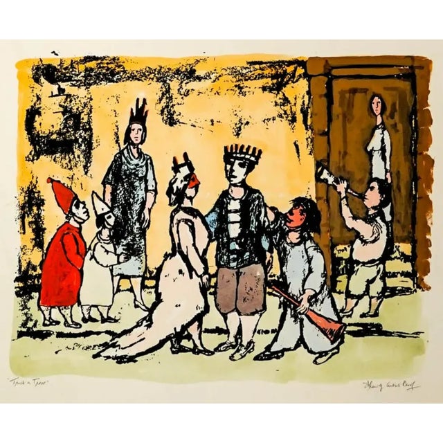 Mid-Century Modern 1972 Frank Kleinholz Trick or Treat Hand-Colored Serigraph For Sale - Image 3 of 3