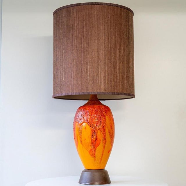 Ceramic Vulcanic Glazed Ceramic Table Lamp by R. Houben, 1970 For Sale - Image 7 of 9