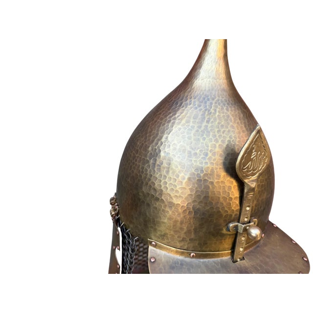Hand Hammered Brass Warrior Helmet For Sale - Image 10 of 13