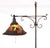 Arts & Crafts wrought iron floor lamp featuring a mica lampshade with ship motif overlays. The metalworking on the stand...