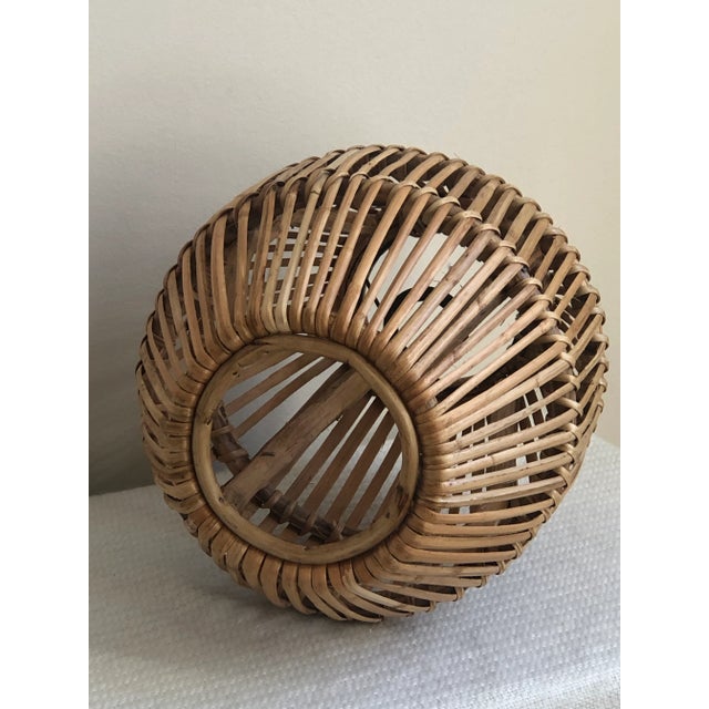 Wood Vintage Boho Rattan Pendant Light Shade For Sale - Image 7 of 11