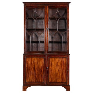 19thc English Regency Mahogany Glazed Bookcase, 1800 For Sale