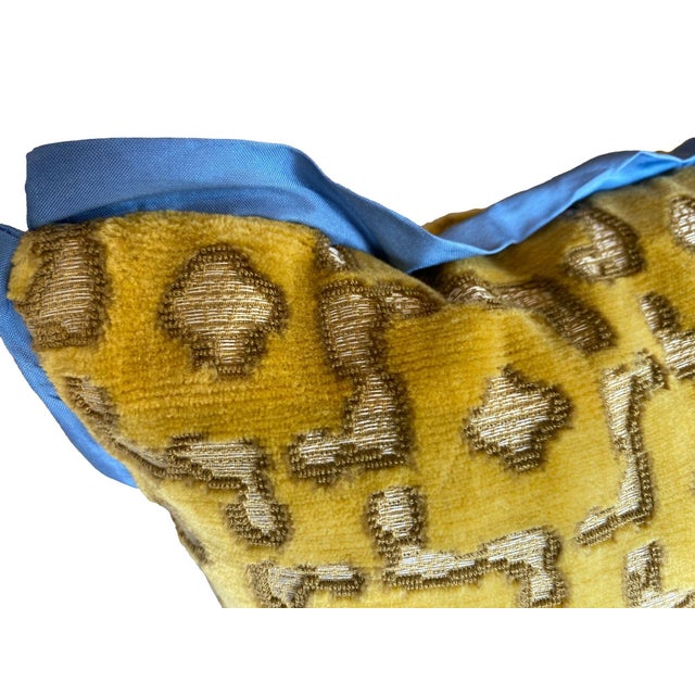 Contemporary Custom Golden Geometric Throw Pillow For Sale - Image 3 of 4