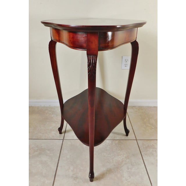 Wood Large Antique Early 1900s Queen Anne Flame Mahogany Wood Accent Center Table For Sale - Image 7 of 12