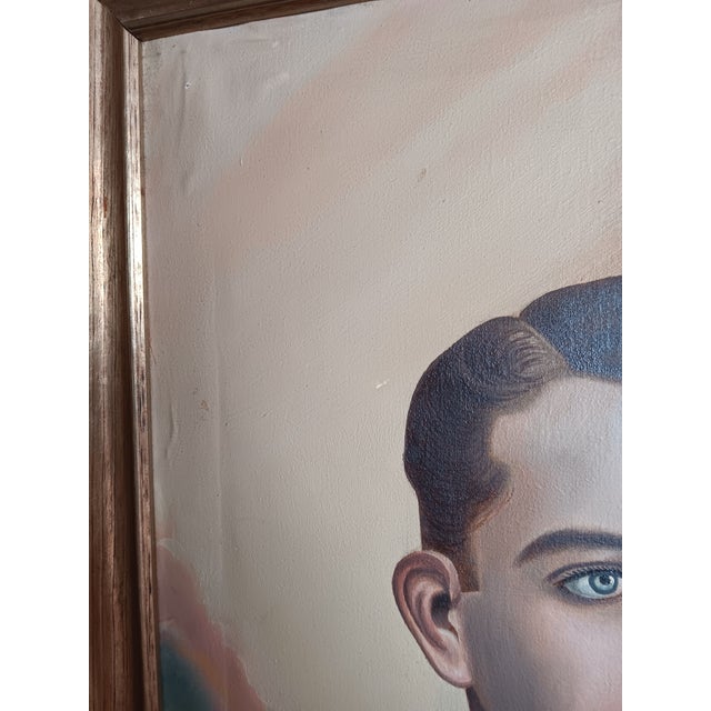 Vintage Italian Portrait Oil Painting Framed and Signed For Sale - Image 10 of 11