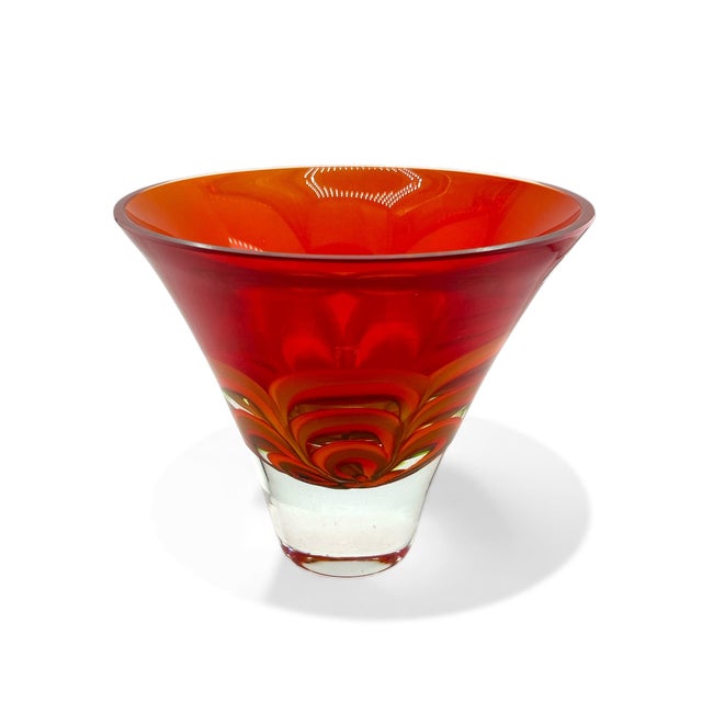 2010s Waterford Crystal Evolution Red & Amber Art Glass Bowl For Sale - Image 5 of 10