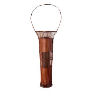 Japanese Woven Bamboo Ikebana Basket by Jin Morigami For Sale