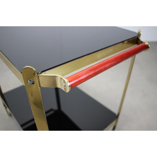 1970s Mid-Century Brass Serving Trolley with Black Glass, Germany, 1970s For Sale - Image 5 of 11