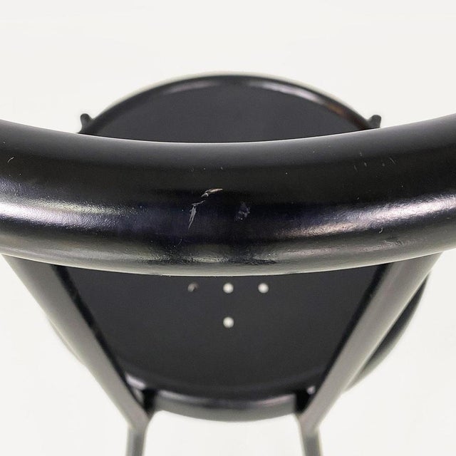 Italian Modern Round Black Wood and Metal Chair, 1980s For Sale - Image 13 of 18