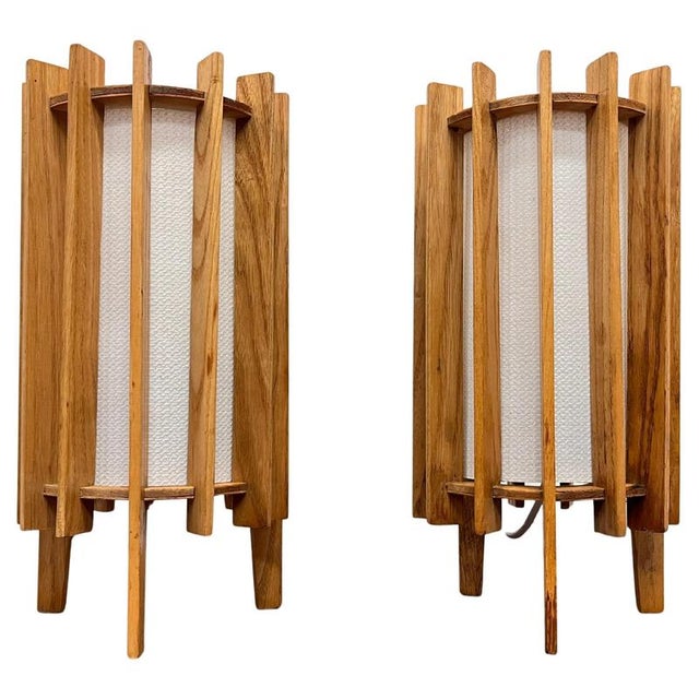 Space Age Wooden Table Lamps by Ib Fabiansen for Fog & Mørup, Denmark, 1960s, Set of 2 For Sale - Image 9 of 9